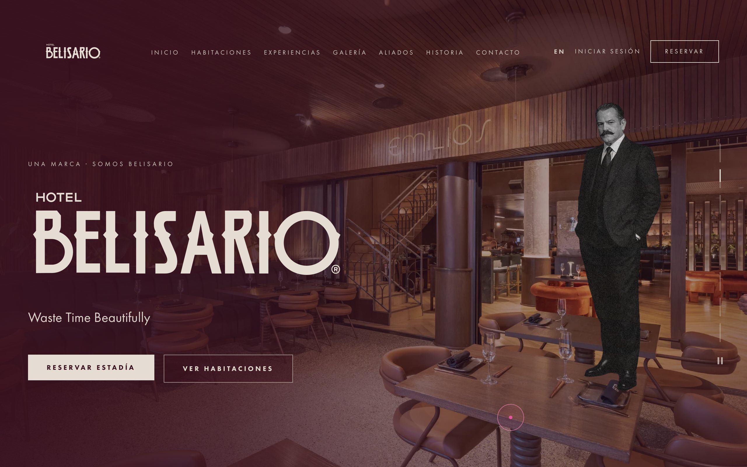 Hotel Belisario · sitio y reservas, pantalla real
