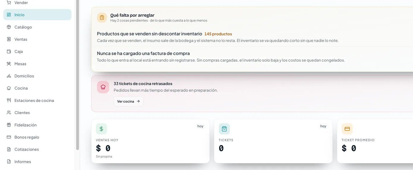 AIVANCE POS · el panel del dueño, pantalla real