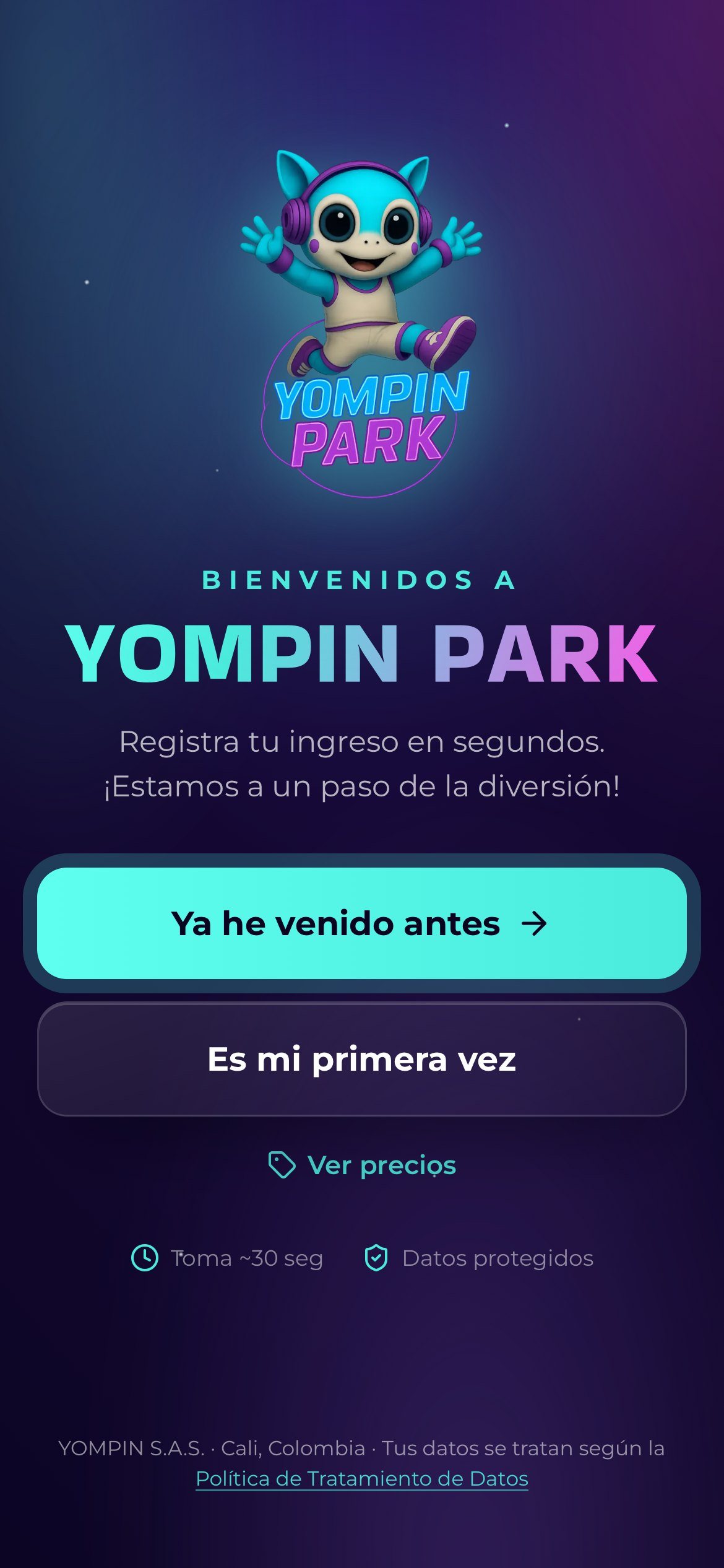 Yompin Park · registro de visitantes, pantalla real